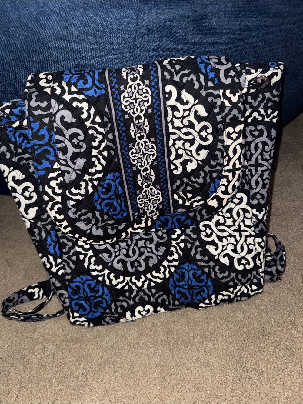 Vera Bradley Blue Black White Quilted Backpack